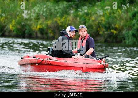 Durham, UK. 11th June, 2017. Durham Regatta officials on their way back to the start line Credit: Tim Withnall/Alamy Live News Stock Photo