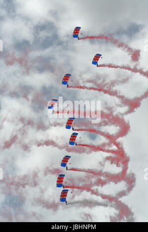 RAF Cosford, Shropshire, UK. 11th June, 2017. The RAF Falcons flying in formation Credit: Uwe Deffner/Alamy Live News Stock Photo