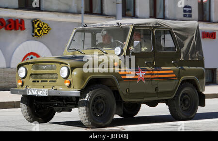 St.Petersburg, Russia - May 2017. Celebration of Victory Day: UAZ, off-road military light utility vehicle Stock Photo