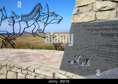 Indian Memorial at Little Bighorn Battlefield National Monument, Montana, USA. It preserves the site of the June 25 and 26, 1876, Battle of the Little Stock Photo