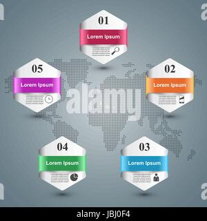 Business Infographics origami style Vector illustration. Map ico Stock Vector