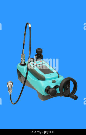 Calibrator for sensors, isolated on a blue background. Stock Photo