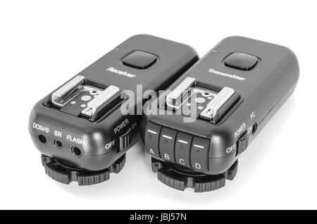 Wireless multichannel radio trigger set for studio flash light remote fire Stock Photo