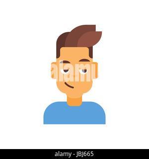 Profile Icon Male Emotion Avatar, Man Cartoon Portrait Happy Smiling Face Stock Vector