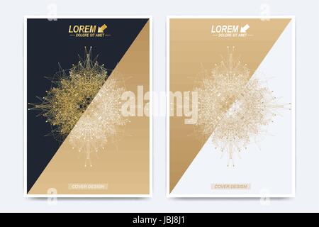 Modern vector template for brochure, Leaflet, flyer, advert, cover, catalog, poster, magazine or annual report. Business, science and technology design book layout. Presentation with golden mandala. Stock Vector
