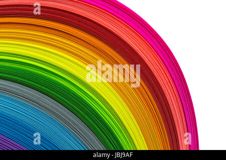 Paper strips in rainbow colors as a colorful backdrop Stock Photo
