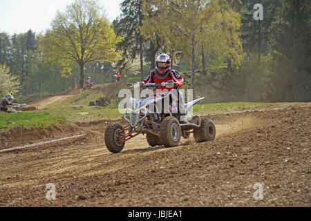 MOHELNICE,  CZECH REPUBLIC - APRIL 19: Young racer is passing sweep in the'International Championship of the Czech Republic 2014' on April 19, 2014  in MOHELNICE, Czech Republic. Stock Photo