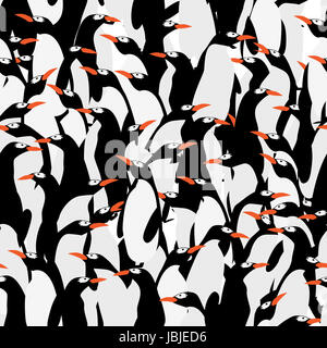 Seamless pattern with little cute penguins Stock Photo