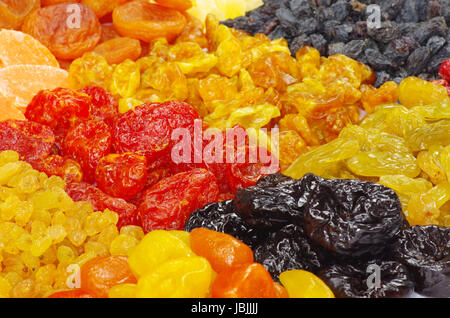 Background made of assorted dried fruits Stock Photo