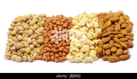 various nuts on a white background Stock Photo