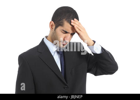 Arab business man worried with headache isolated on a white background Stock Photo