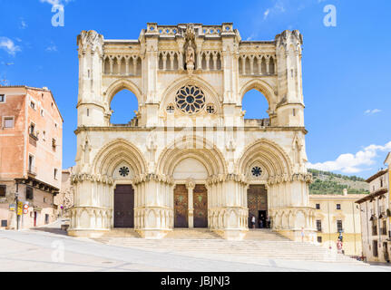 Facade of the Cathedral of Santa Maria de Gracia, Plaza Mayor, Cuenca, Castilla La Mancha, Spain Stock Photo