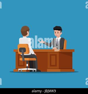 Business executive talking with his employee at the office. Stock Vector