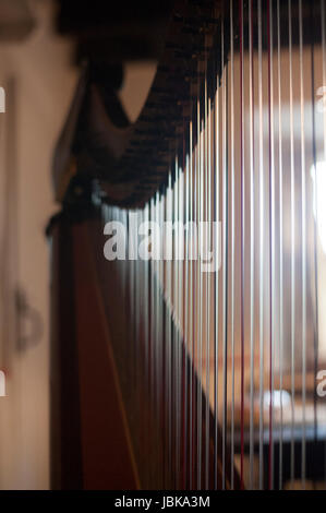 one of 16  pictures of the welsh Triple Harp taken in natural light at a remote farm cottage near Tregaron at different angles. 10th June 2017 Stock Photo