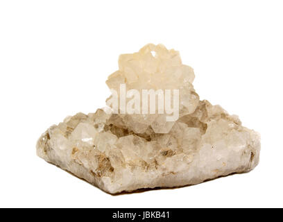 Quartz matrix mineral flower on matrix from India, isolated on white Stock Photo