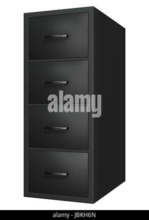 3D digital render of a black stack cabinet isolated on white background Stock Photo