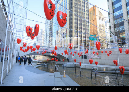 Dec 16, 2016 Cheonggyecheon Stream in Seoul, South Korea Stock Photo