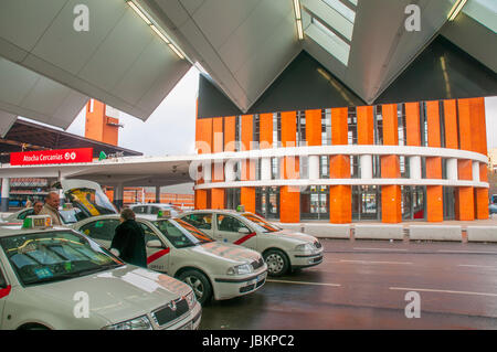 Taxi rank at Puerta de Atocha Railway Station. Madrid, Spain. Stock Photo