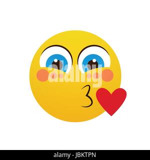 Yellow Smiling Cartoon Face Blow Kiss Emoji People Emotion Icon Stock ...