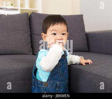 Baby boy suck finger Stock Photo