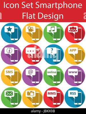 Flat Design Icon Set Smartphone I with 16 icons for the creative use in web an graphic design Stock Vector