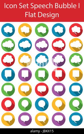 Flat Design Icon Set Speech Bubble with 35 icons for the creative use in web an graphic design Stock Vector
