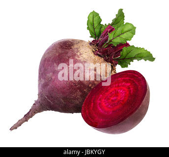 Beetroot with leaves isolated on white Stock Photo