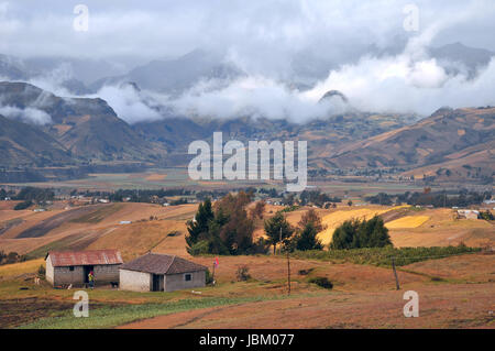 Clouds on the fields of Zumbahua in Ecuadorian Altiplano. Highland Andes near Quilotoa lagoon, South America Stock Photo