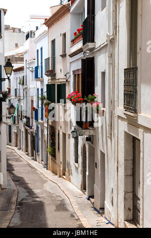 Narrow medieval street in Old Sigest town Stock Photo