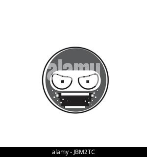 Ninja Cartoon Face Wear Mask People Emotion Icon Stock Vector