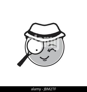 Detective Cartoon Face Wear Hat Suspecting Happy Smile People Emotion Icon Stock Vector