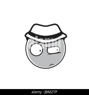 Detective Cartoon Face Wear Hat Suspecting People Emotion Icon Stock Vector