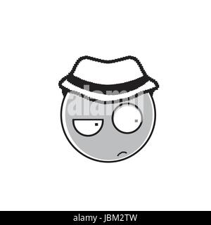 Detective Cartoon Face Wear Hat Suspecting People Emotion Icon Stock Vector