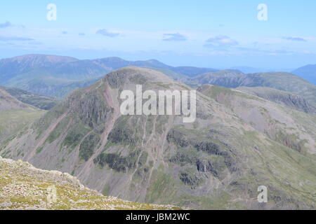 Looking North from Lingmell over Great Gable towards Skiddaw and Blencathra near Keswick Stock Photo