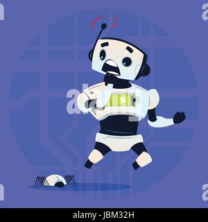 Cute Robot Scared Modern Artificial Intelligence Technology Concept Stock Vector