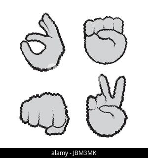 Hand Gestures Set People Emotion Icon Collection Stock Vector