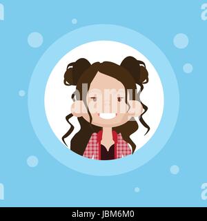 Profile Icon Female Avatar, Woman Cartoon Portrait, Casual Person Face Stock Vector