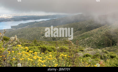 Fog Rolling In On Crystal Springs Reservoir. Stock Photo