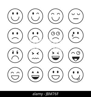 Smiling Cartoon Face People Emotion Icon Set Stock Vector