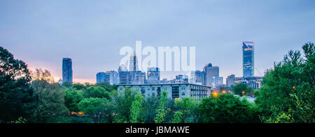 early cloudy morning over charlotte skyline in north carolina Stock Photo