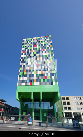 Casa Confetti is the name of one of the more colorful buildings on the campus of Utrecht De Uithof. In the tower are 377 student apartments. Stock Photo