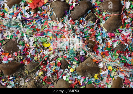 confetti thrown over a Pathway of Cobbles Stock Photo