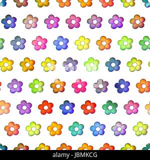 Seamless colorful flowers texture, Isolation on a white background Stock Photo
