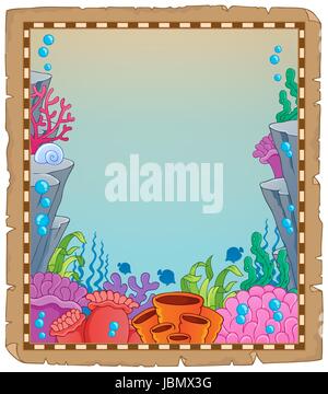 Parchment with underwater theme 6 - picture illustration. Stock Photo