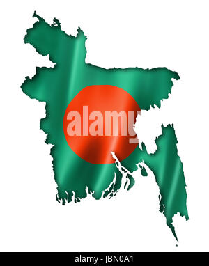 Bangladesh flag map, three dimensional render, isolated on white Stock Photo