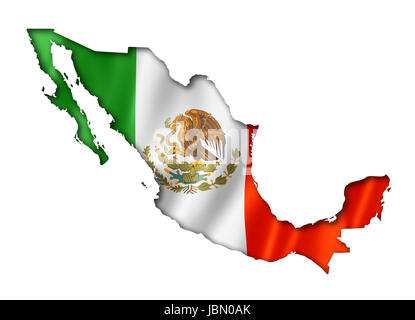 Mexico flag map, three dimensional render, isolated on white Stock ...