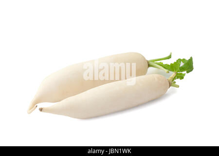 Daikon radish isolated on white background with path Stock Photo
