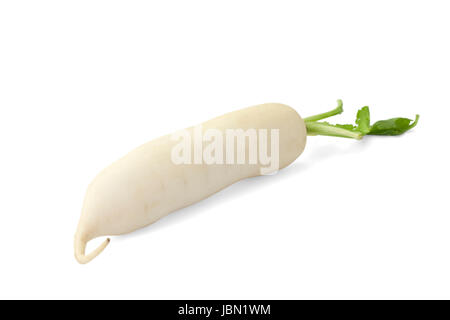 Daikon radish isolated on white background with path Stock Photo