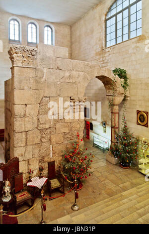 The Russian Excavations of original 4th-century Holy Sepulchre church inside of the Orthodox church of Alexander Nevsky, on February 16 in Jerusalem. Stock Photo