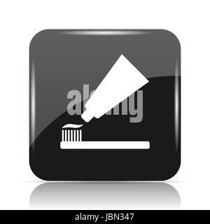 Tooth paste and brush icon. Internet button on white background Stock ...